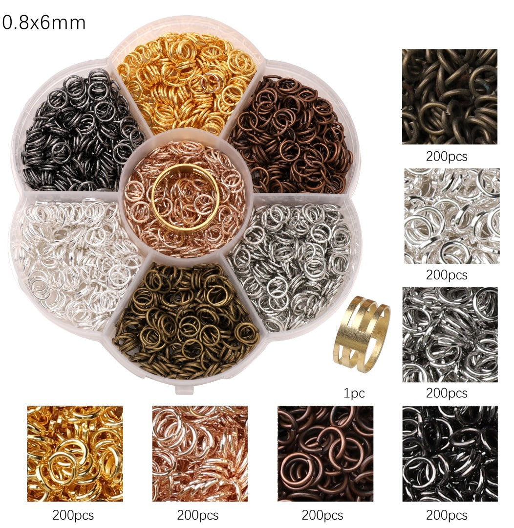 7-Grid Box Iron Jump Rings & Lobster Clasps Set