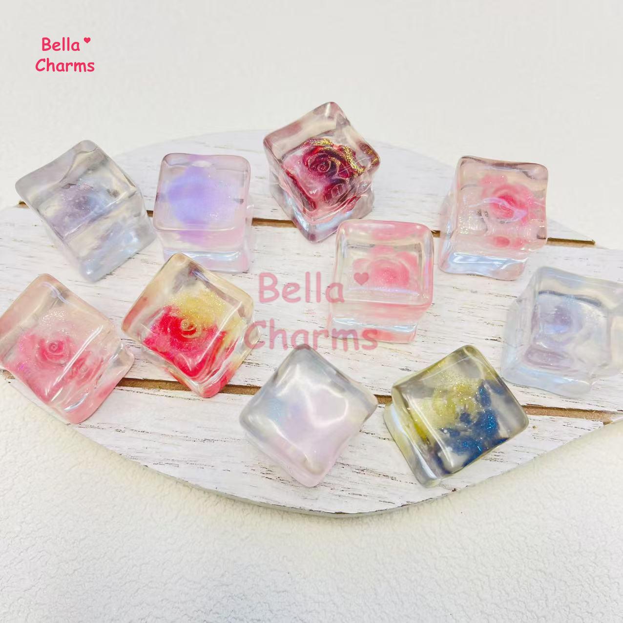 Glow rose cube charm