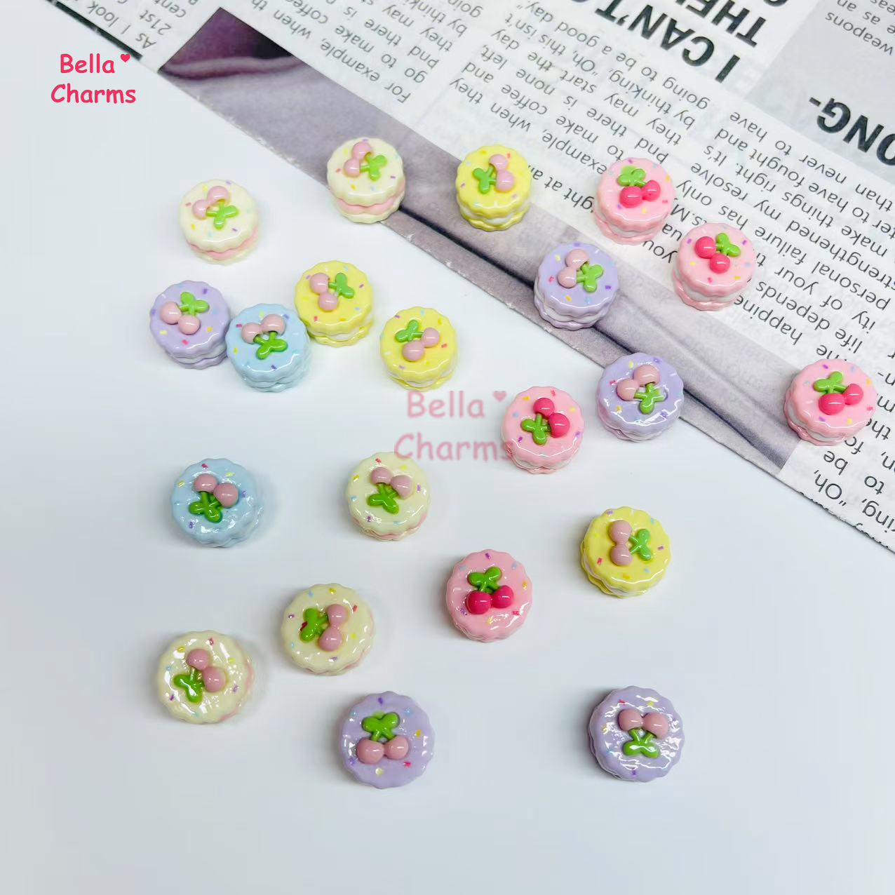 Mini cherry macarons charm
