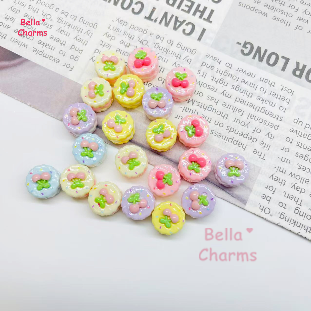 Mini cherry macarons charm