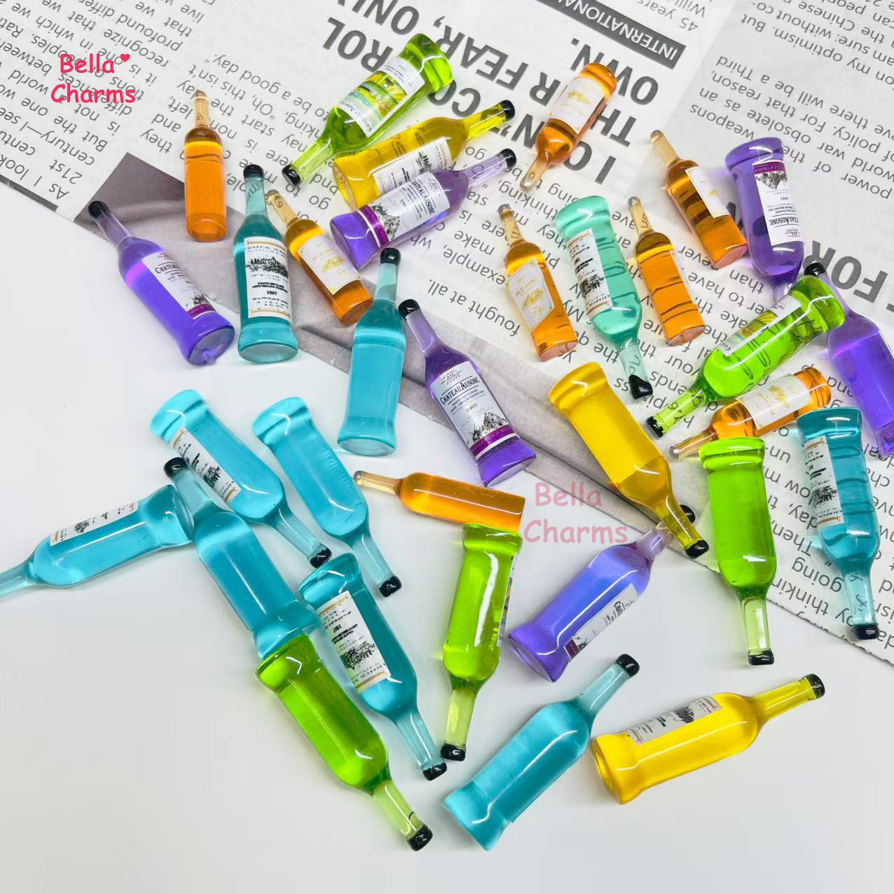 Colorful wine bottle charm