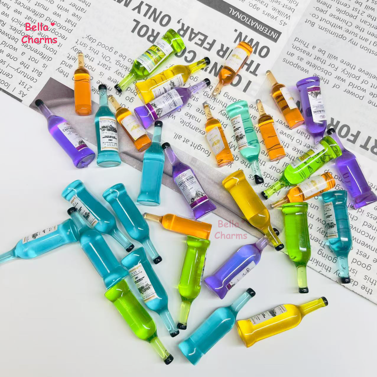 Colorful wine bottle charm