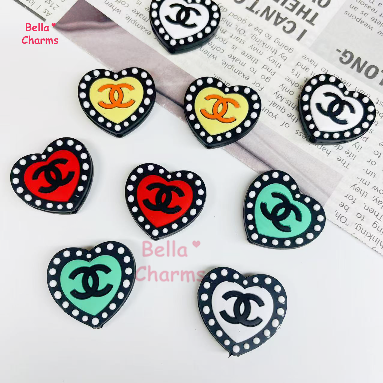 Heart CC focal beads charm