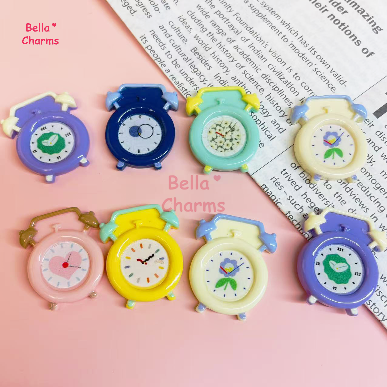 Flat back clock charm