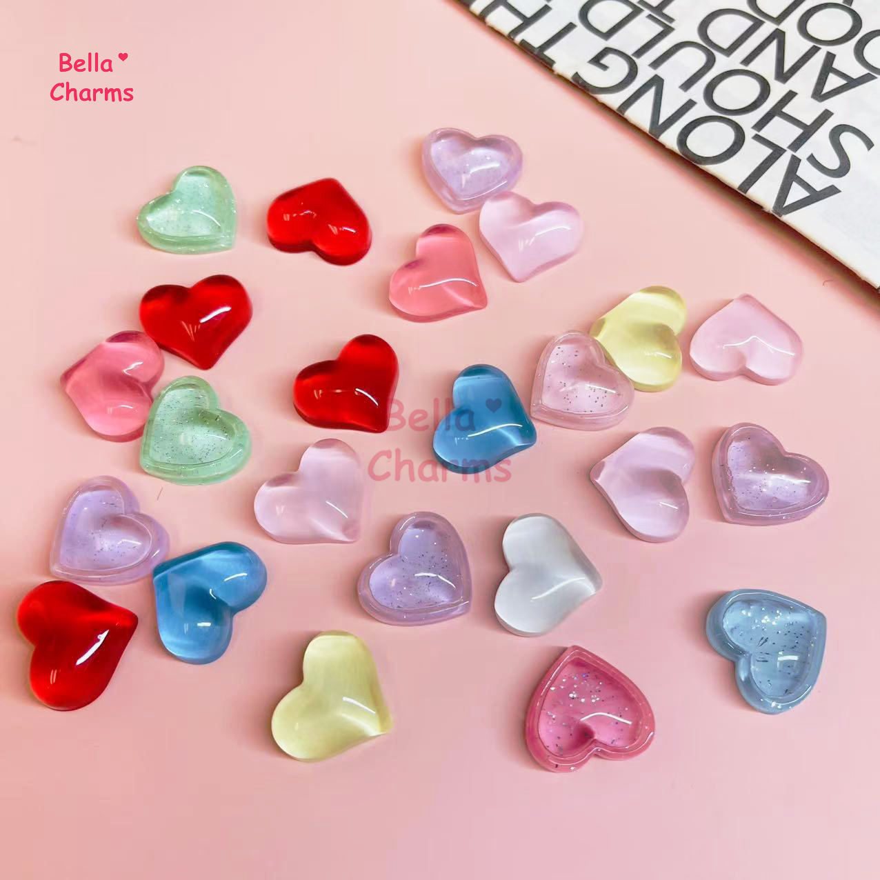 Clear heart charm