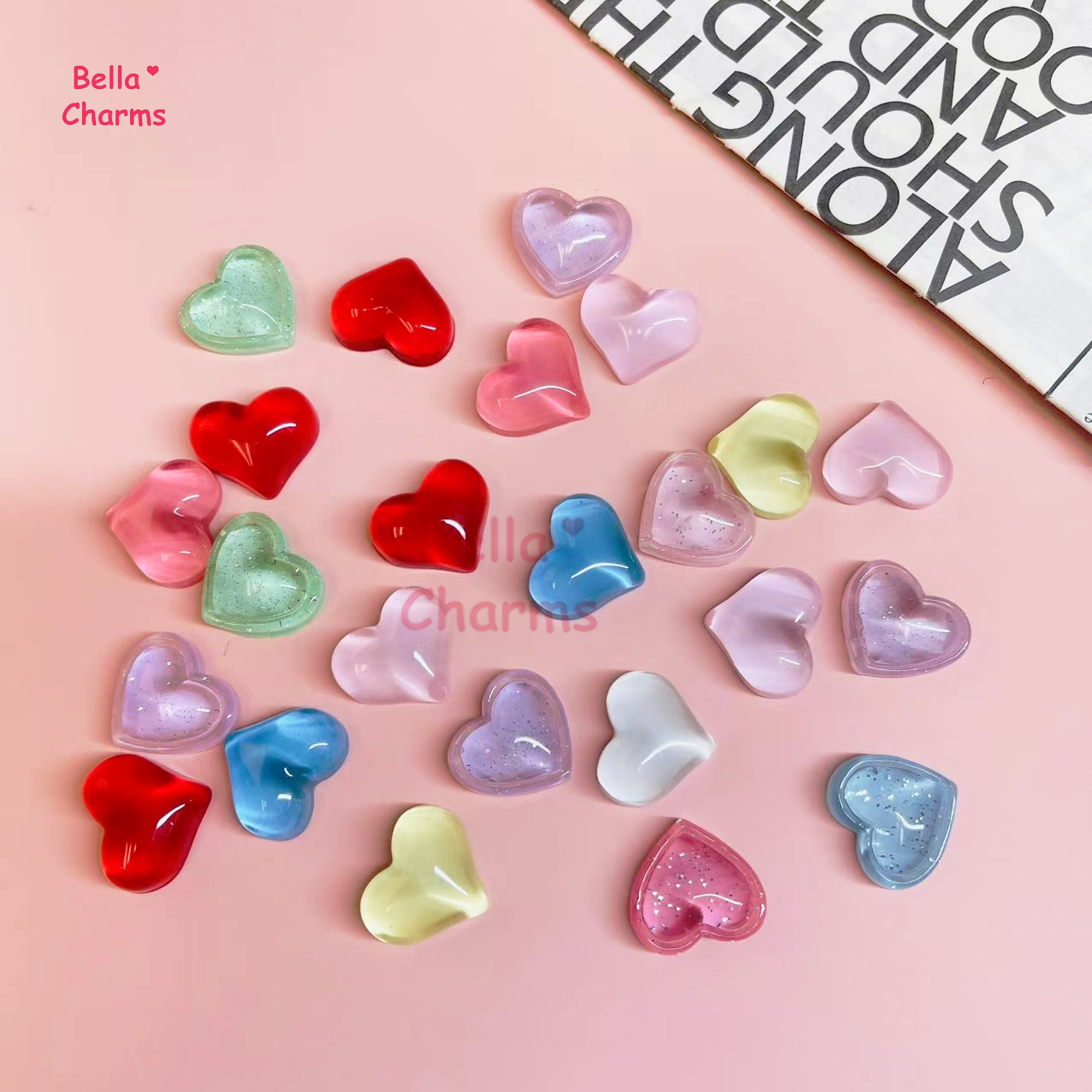 Clear heart charm