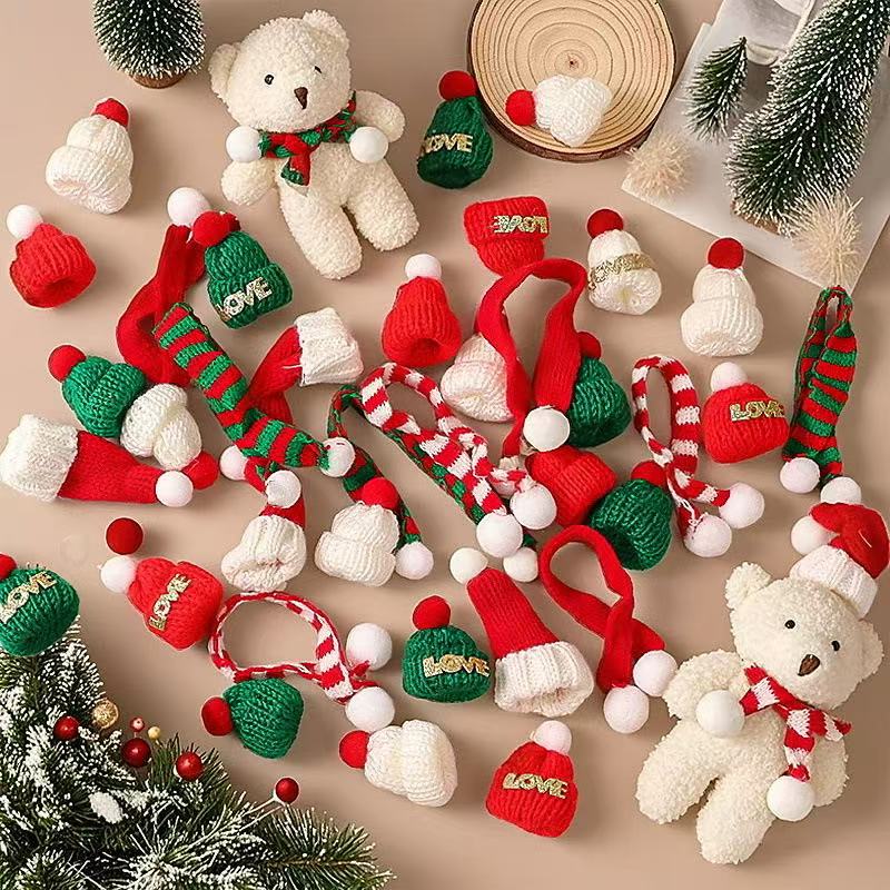 Mini Knitted Christmas Hats and Scarf charm