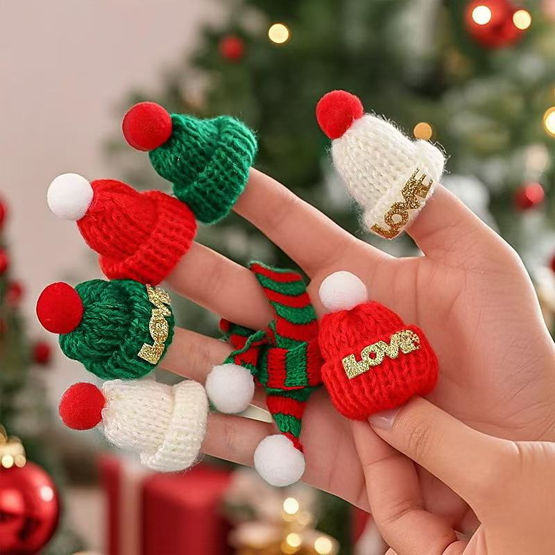Mini Knitted Christmas Hats and Scarf charm