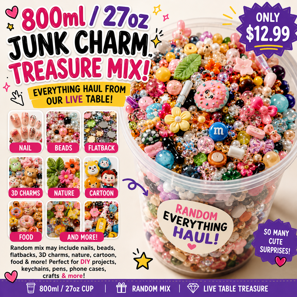 27oz Junk Charm Treasure Mix Cup – Random Everything Haul