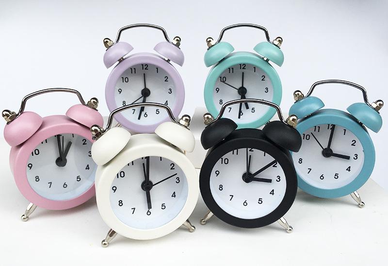 Mini Retro Twin Bell Alarm Clock| Cute Pastel Aesthetic Desktop Decor| Kawaii Pocket Size Silent Clock for Bedroom, Study, Trendy Gift