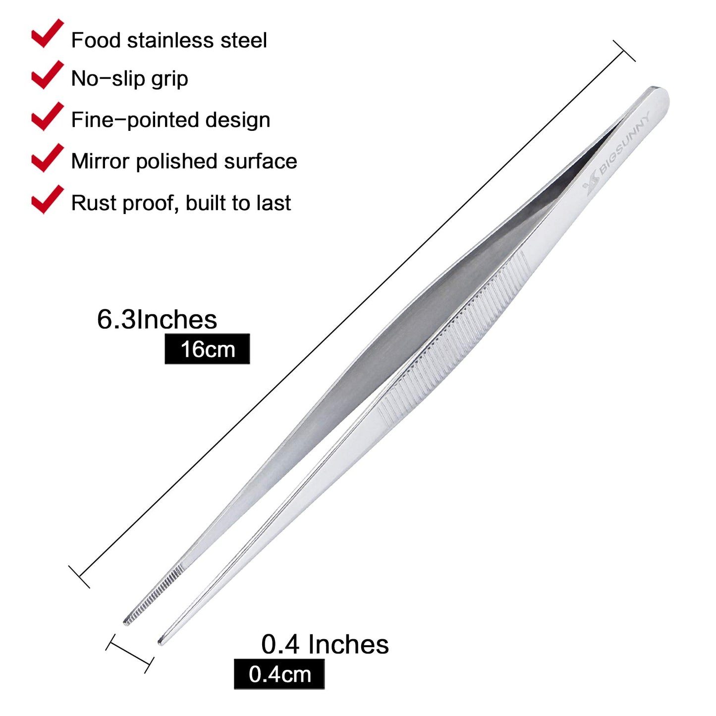 Premium 304 Stainless Steel Tweezers
