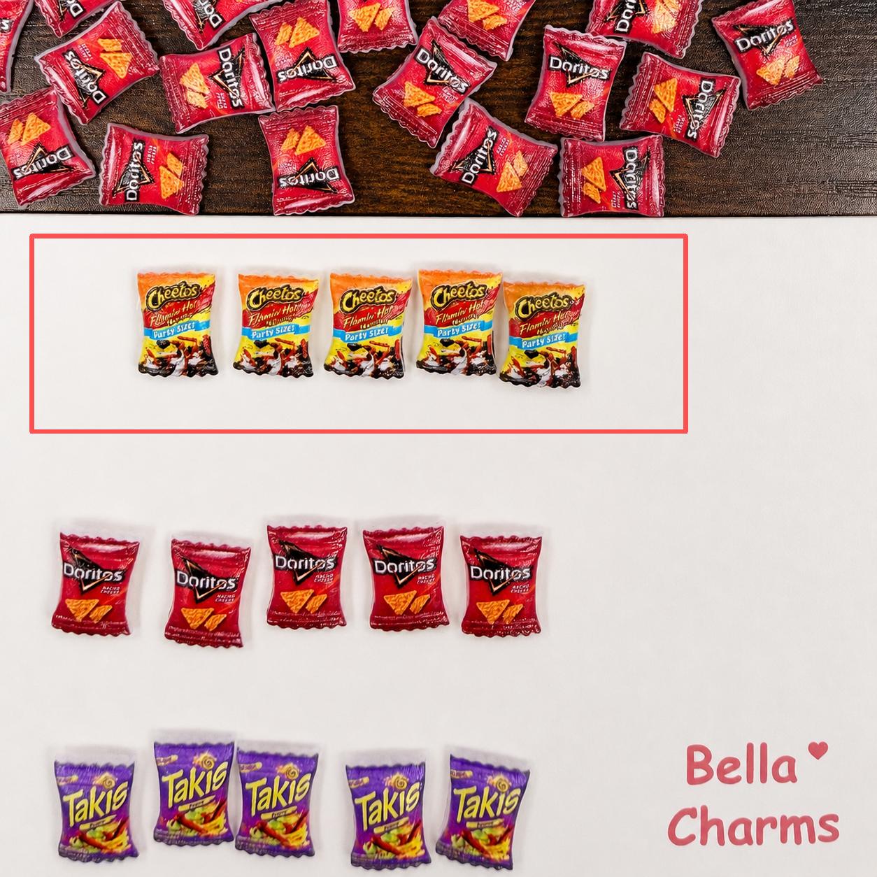Mini Snack Bag Charms – Crunch Pops, Tri Chips & Fire Rolls Resin Charms for Nail Art & DIY Crafts