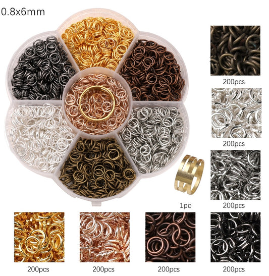 7-Grid Box Iron Jump Rings & Lobster Clasps Set