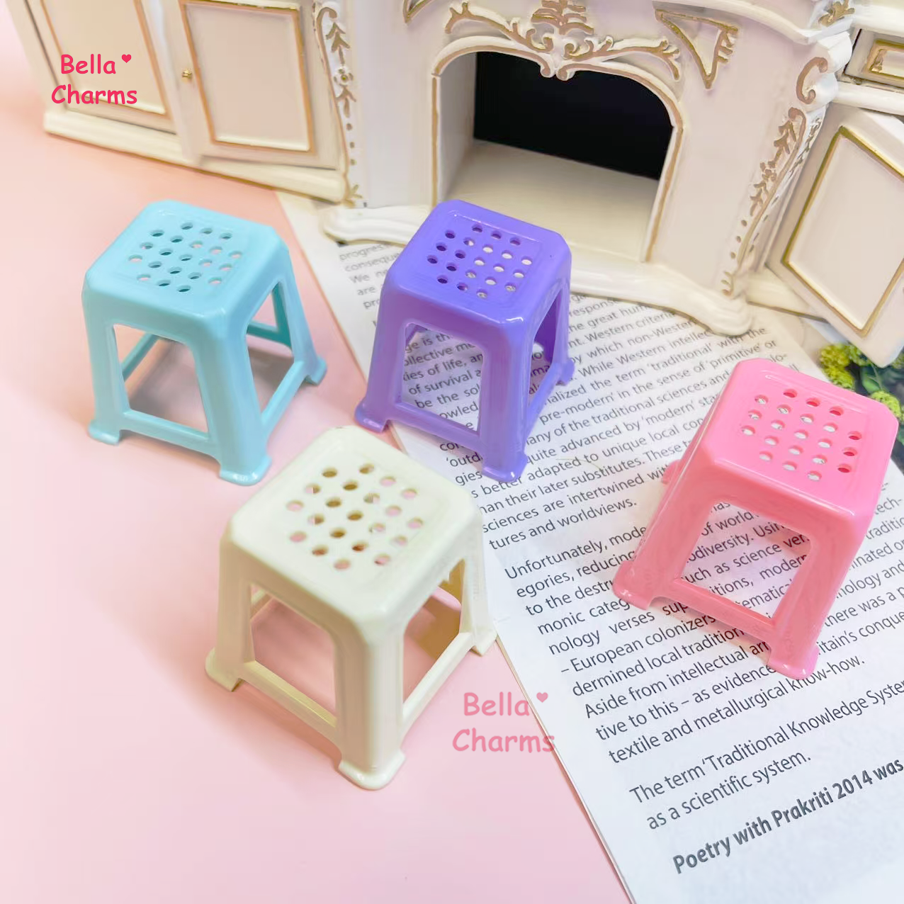 Dollhouse stool chair charm