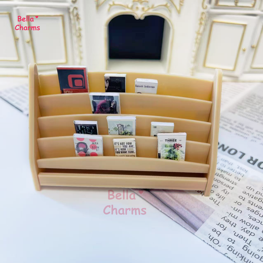 Mini dollhouse magazine shelf charm