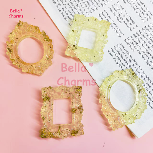 Clear gold picture frame charm