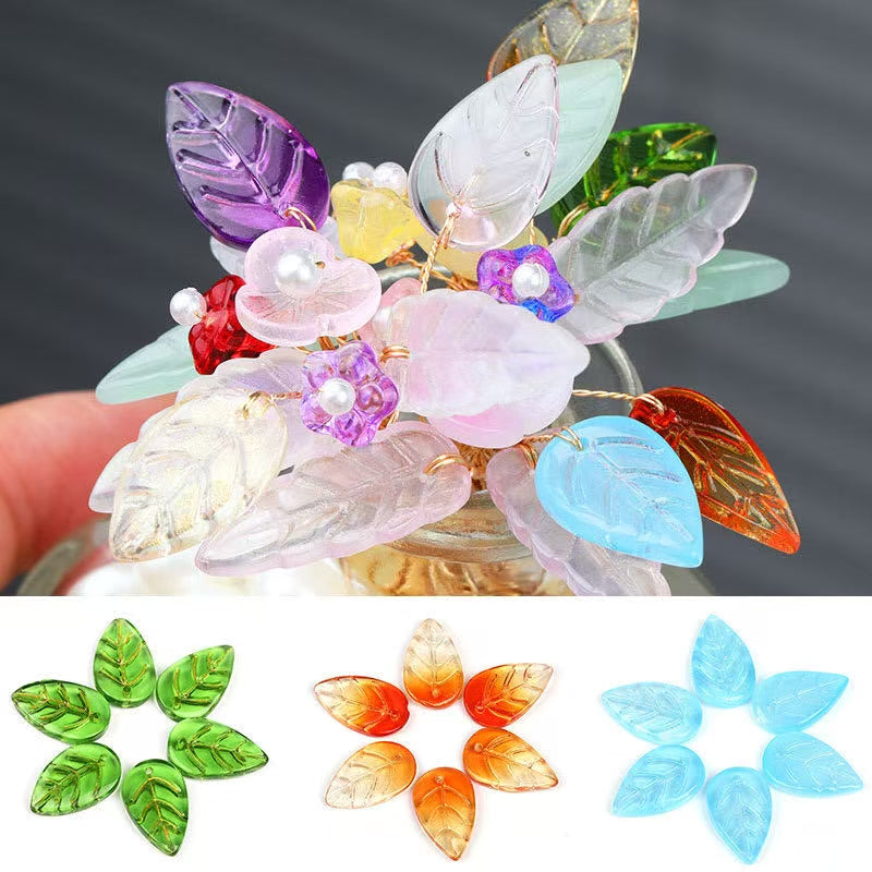 Mini glass leaf charm