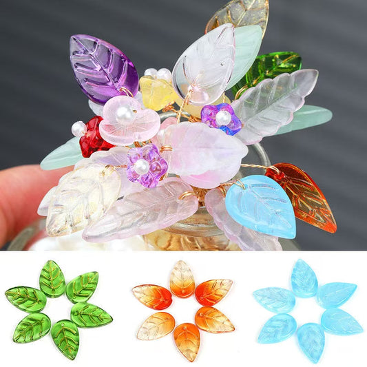 Mini glass leaf charm