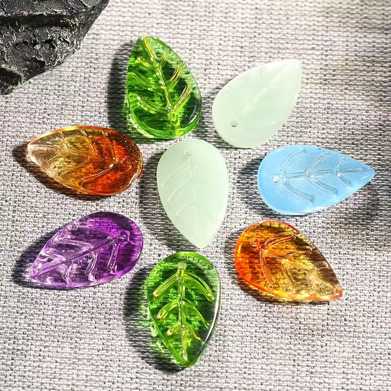 Mini glass leaf charm