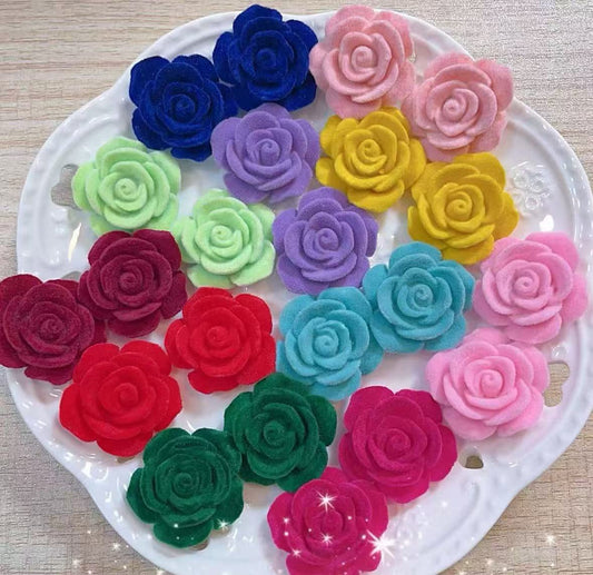 Flocked rose charm
