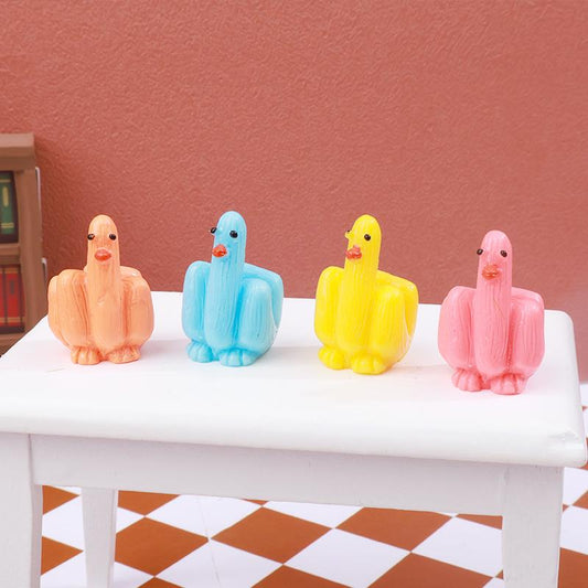 bellacharm Solid Color Middle Finger Duck Resin Accessories, Funny Cartoon Mini DIY Landscape Decor, Cute Small Ornaments for Car & Desk, Abundant Colors & Shapes