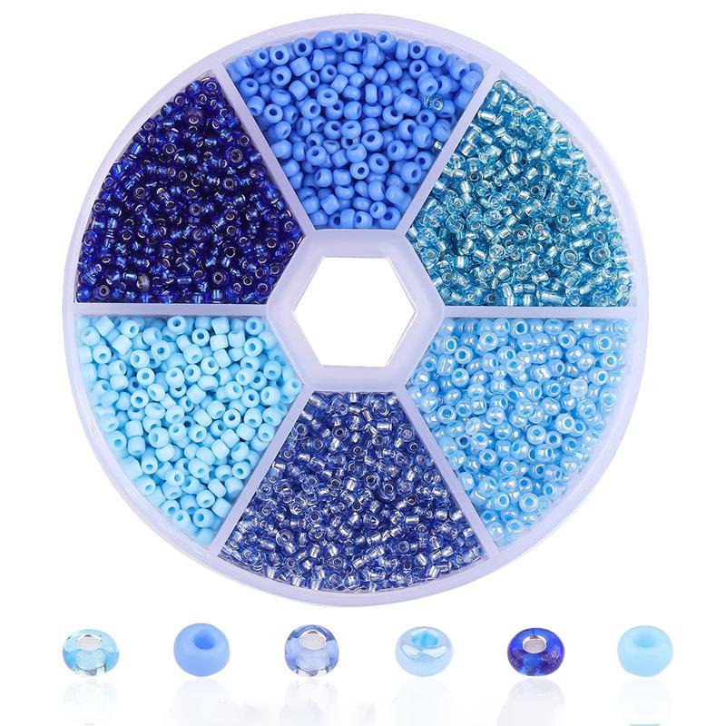 3mm Glass Seed Beads Assortment Set –  Jewelry Making  for Handmade Bracelets, Necklaces & Charms Charms    Resin DIY Craft Kit - Blue