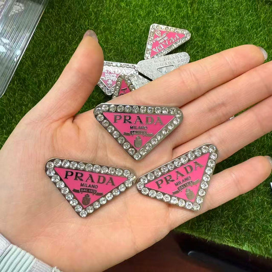 Pink Metal Diamond Prada Logo 10pcs