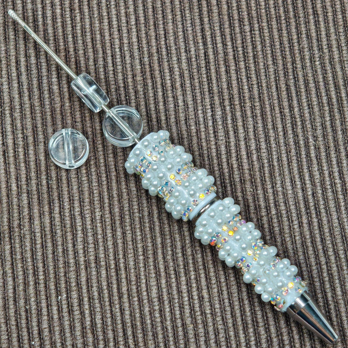13mm small round beads with transparent base, DIY through-hole beads suitable for stringing pens, round beads for handmade crafts 40pcs
