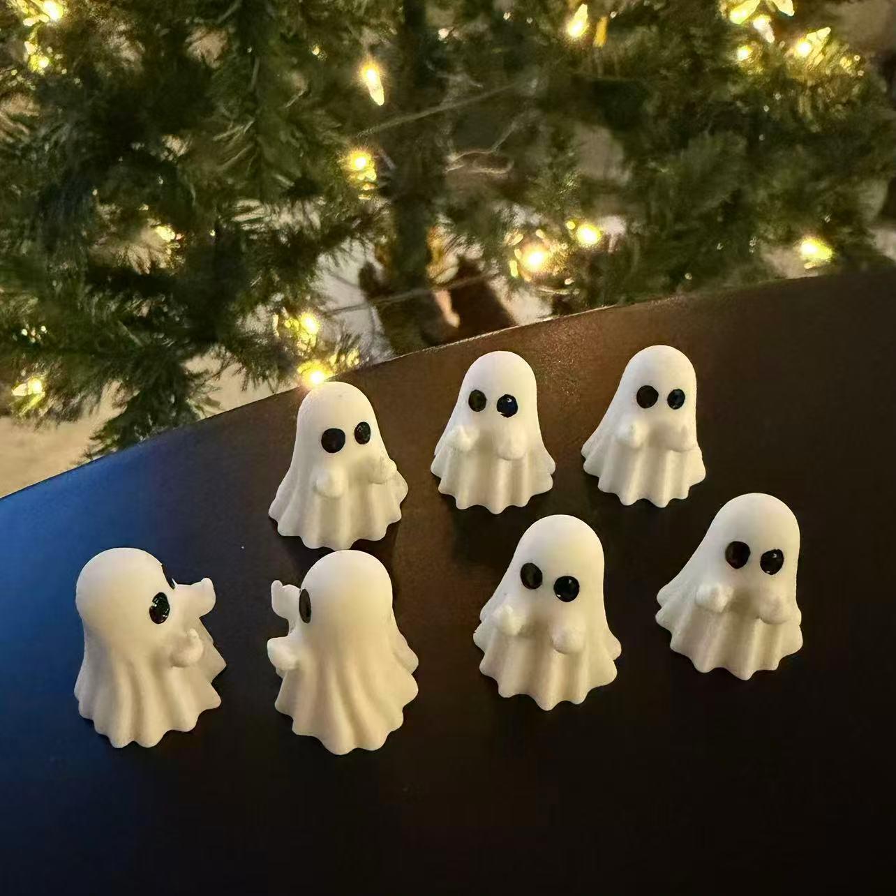 Middle Finger Ghost Figurine | Cute Rude Ghost Mini Decor | Funny Desk Decor | Stress Relief Gift | Sassy Ghost Collectible | Kawaii Spooky Home Decor - Finger Boo 7pcs 