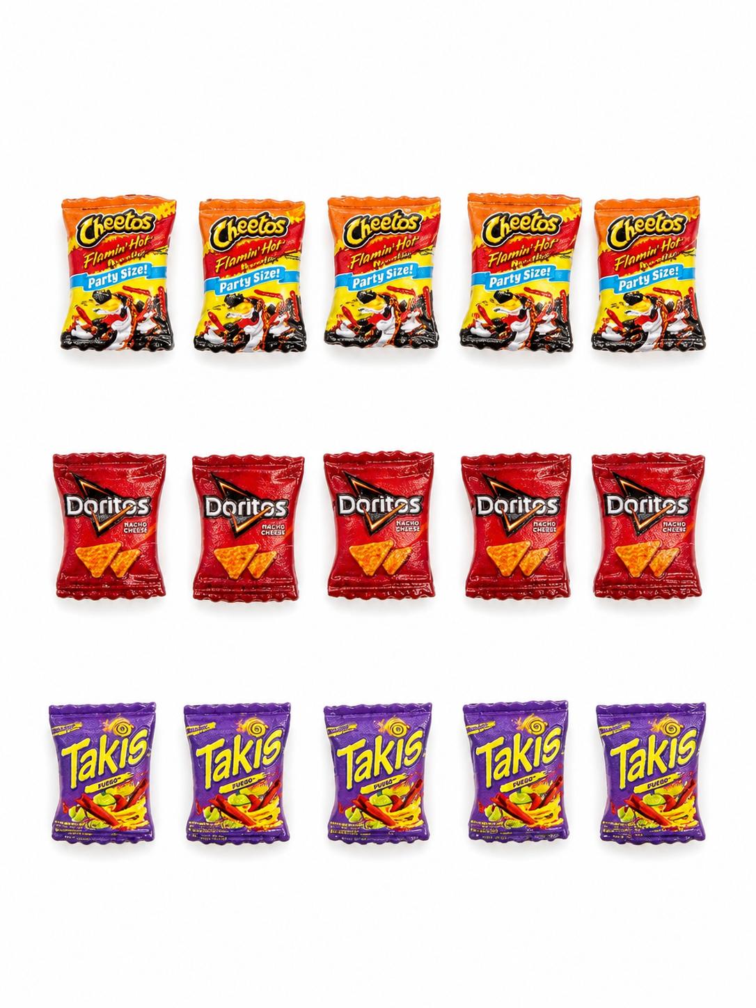 Mini Snack Bag Charms – Crunch Pops, Tri Chips & Fire Rolls Resin Charms for Nail Art & DIY Crafts