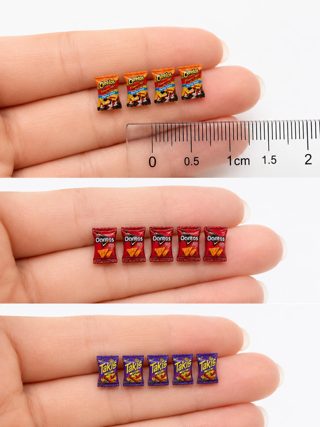 Mini Snack Bag Charms – Crunch Pops, Tri Chips & Fire Rolls Resin Charms for Nail Art & DIY Crafts