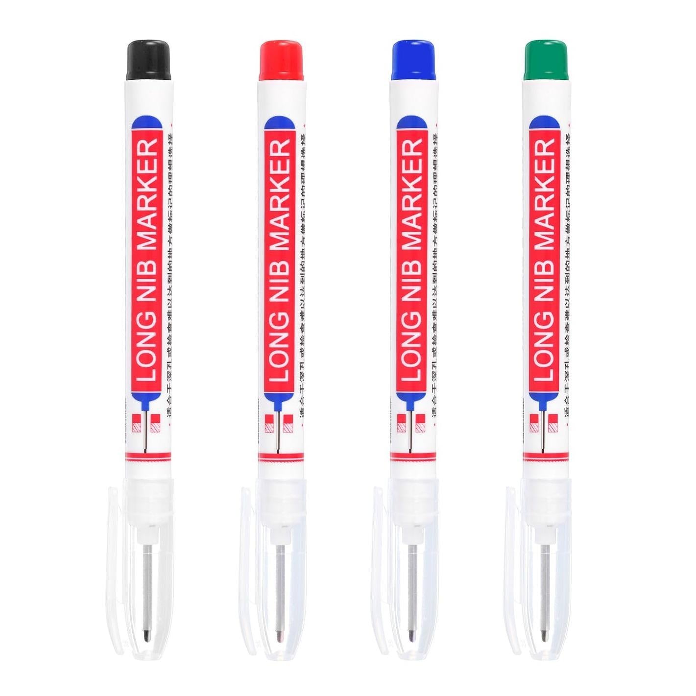 Long Nose Markers - Quick-Dry Waterproof Architectural Scriber Tool | Colorful Precision Marking Pen | Durable Long Nose Marking Tool for Architects - 4pcs 1 each color