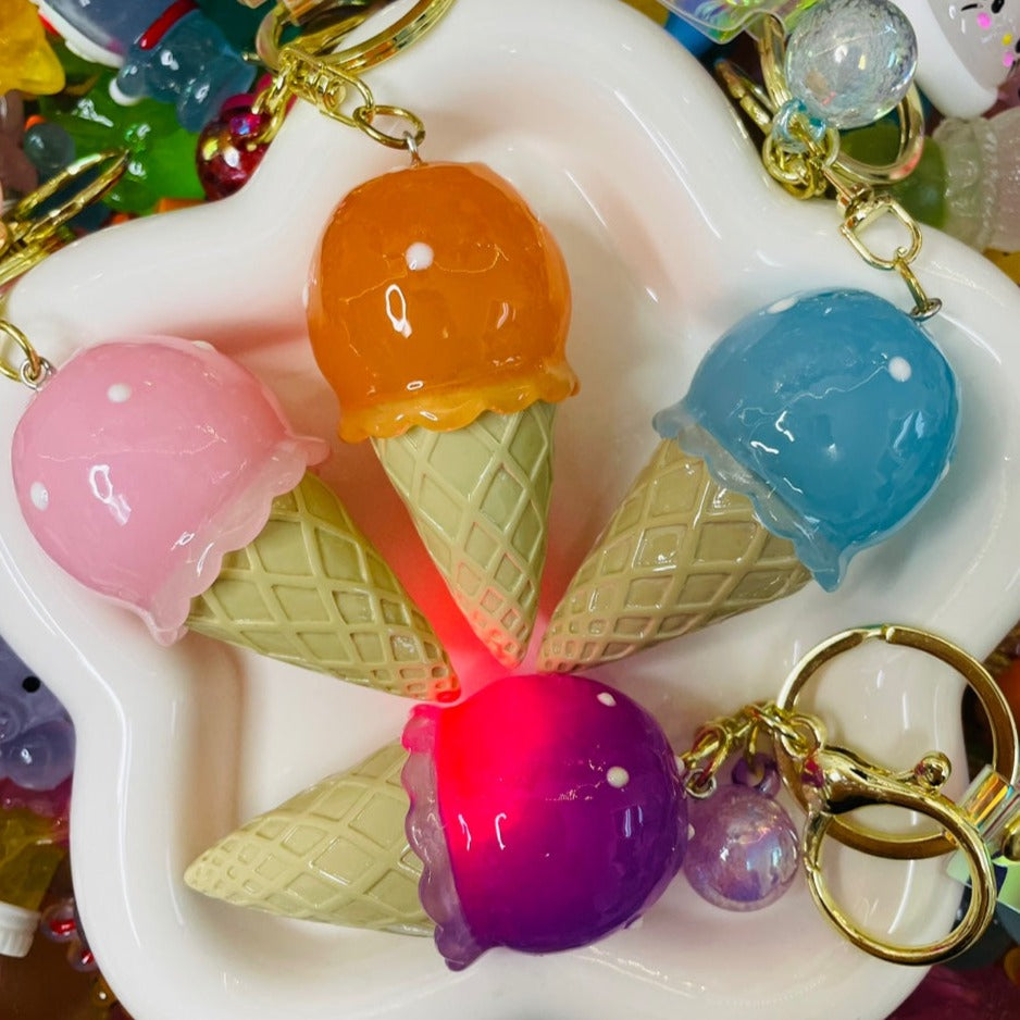 Ice Cream Cone Light Keychain