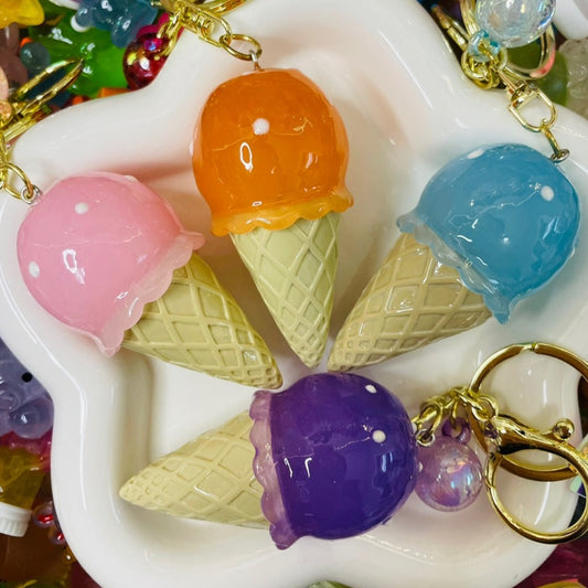 Ice Cream Cone Light Keychain