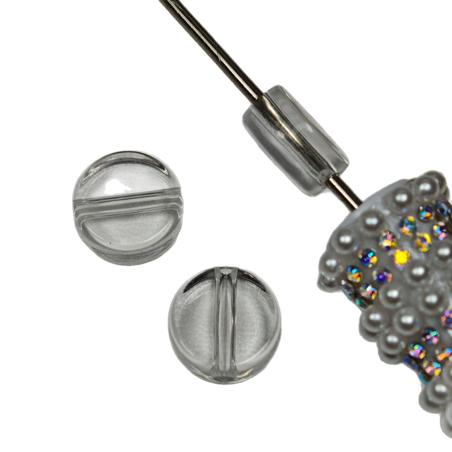 13mm small round beads with transparent base, DIY through-hole beads suitable for stringing pens, round beads for handmade crafts 40pcs